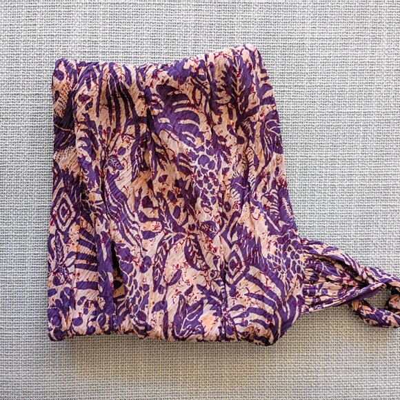 ZARA Printed Two-Piece Set – Boho Purple & Tan Crop Top + Midi Skirt | Size XS - Picture 3 of 8